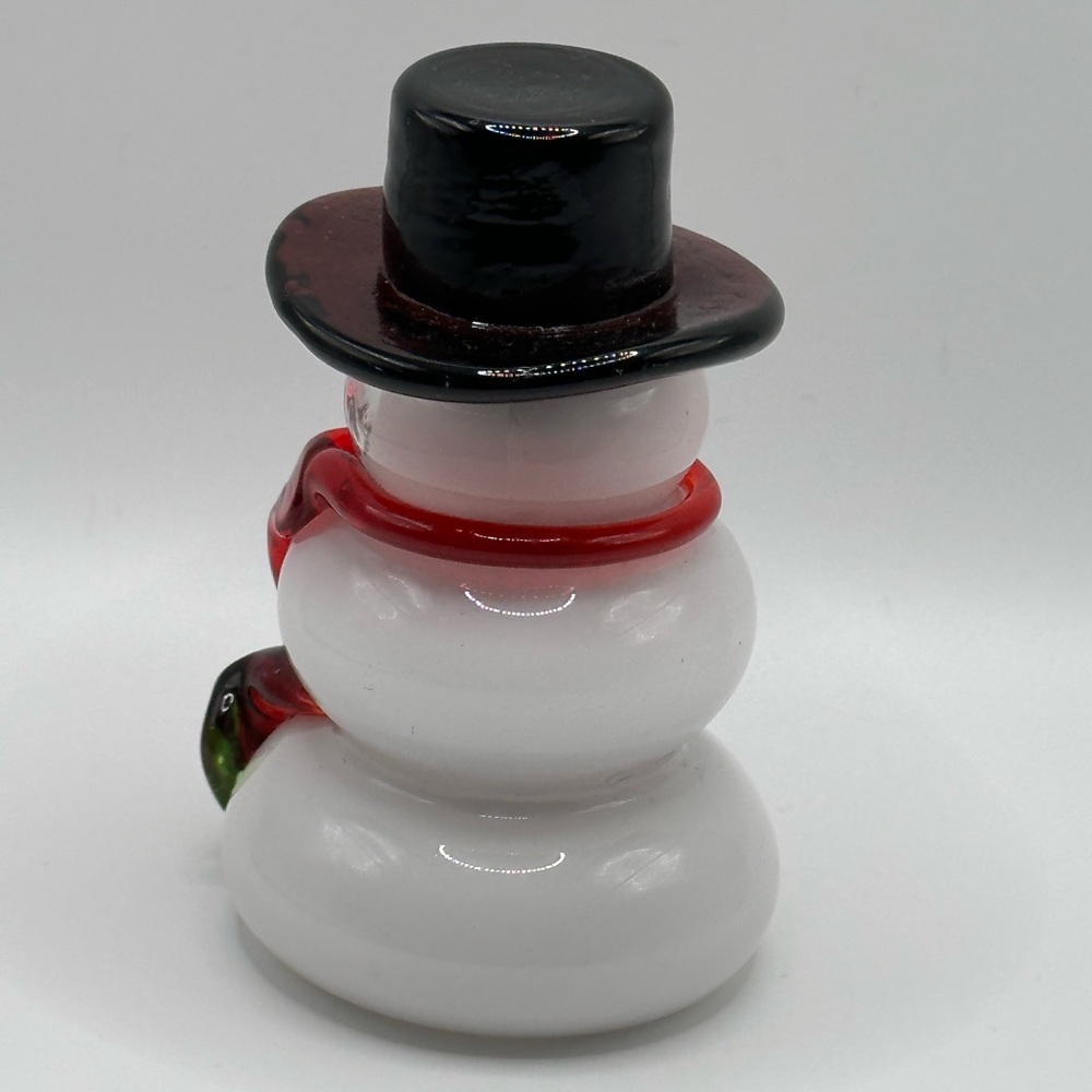 Vintage Art Glass Snowman Blown Glass Top Hat Scarf - Picture 3 of 5